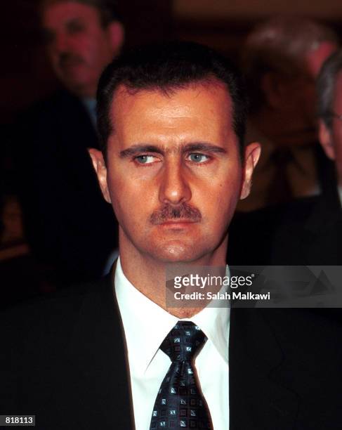 Syrian President Bashar Al Assad attends the first day of the Arab Summit March 27, 2001 in Amman, Jordan. 22 Arab Countries convened for the first...