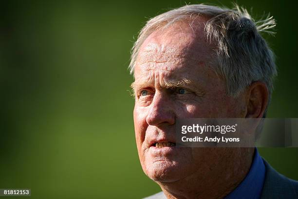 Jack Nicklaus looks on during the final round of The Memorial on June 1, 2008 at the Muirfield Village Golf Club in Dublin, Ohio.