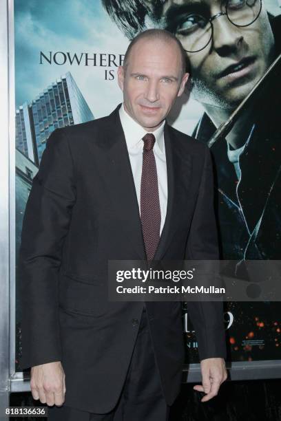 Ralph Fiennes attends New York Premiere of HARRY POTTER AND THE DEATHLY HALLOWS at Alice Tully Hall on November 15, 2010 in New York City.