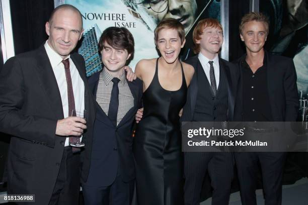 Ralph Fiennes, Daniel Radcliffe, Emma Watson, Rupert Grint and Tom Felton attend New York Premiere of HARRY POTTER AND THE DEATHLY HALLOWS at Alice...