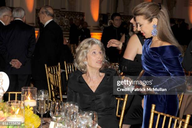 Nancy Kissinger and Princess Firyal of Jordan attend The Aspen Institute 27th Annual Awards Dinner at The Plaza Hotel on November 4, 2010 in New York...