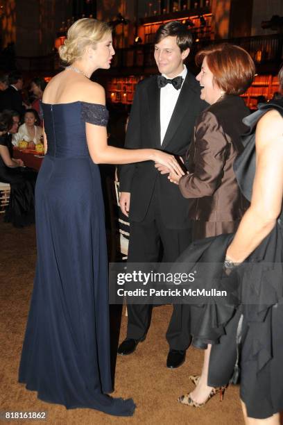 Ivanka Trump, Jared Kushner and Christine Quinn attend The 2010 LIBRARY LIONS GALA at The New York Public Library on November 1, 2010 in New York...
