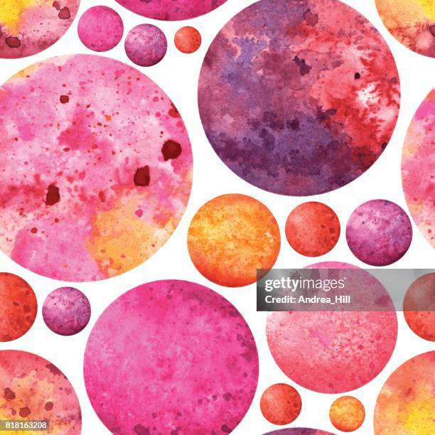 vector seamless pattern of different watercolor textured circles - wine label stock illustrations