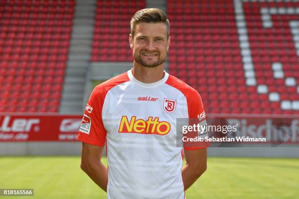 Markus Palionis of Jahn Regensburg poses during the team presentation at Continental Arena on July 18, 2017 in Regensburg, Germany.