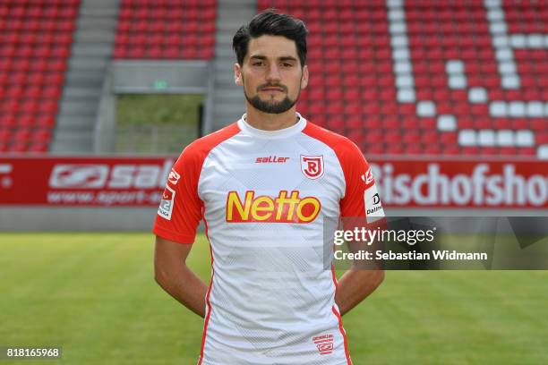 Oliver Hein of Jahn Regensburg poses during the team presentation at Continental Arena on July 18, 2017 in Regensburg, Germany.