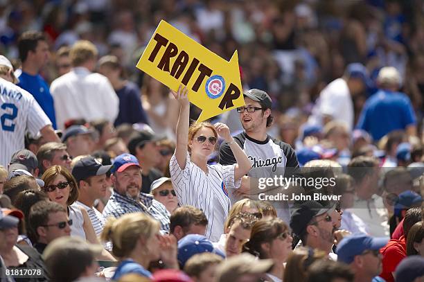 Chicago Cubs fans with TRAITOR sign during game vs Chicago White Sox. Chicago, IL 6/21/2008 CREDIT: John Biever