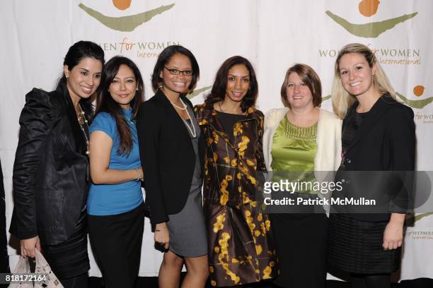 Anjali, Nelly Nowroozi, Jennifer Zephrin, Dawn Marie Grannum, Erin Wolfe and Leigh Boyko attend WOMEN FOR WOMEN GALA at Chelsea Piers on November 9,...