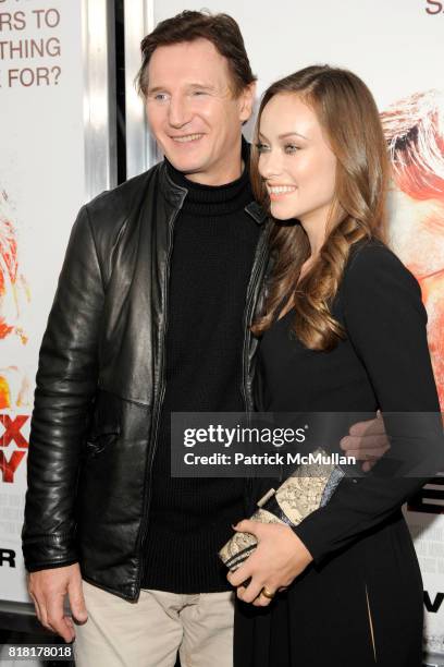 Liam Neeson and Olivia Wilde attend LIONSGATE and THE CINEMA SOCIETY host the premiere of THE NEXT THREE DAYS at Ziegfeld Theater on November 9, 2010...