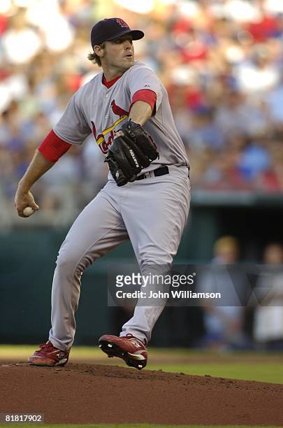 Mitchell Boggs of the St. Louis Cardinals pitches during the game against the Kansas City Royals at Kauffman Stadium in Kansas City, Missouri on June...