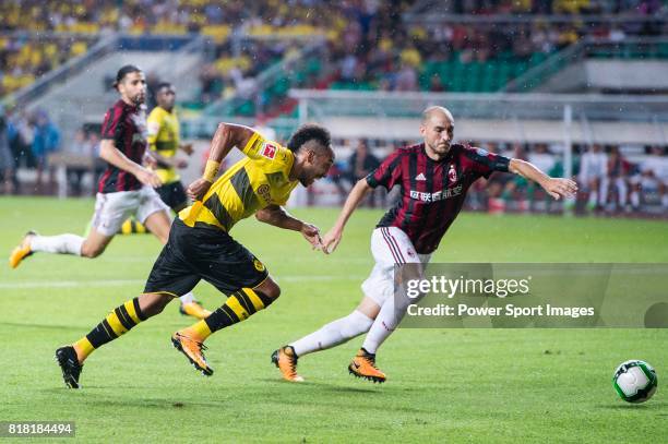 Borussia Dortmund Forward Pierre-Emerick Aubameyang in action against AC Milan Defender Gabriel Paletta during the International Champions Cup 2017...