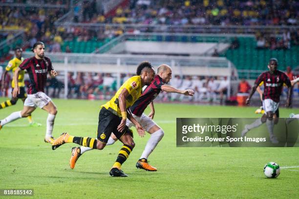 Borussia Dortmund Forward Pierre-Emerick Aubameyang in action against AC Milan Defender Gabriel Paletta during the International Champions Cup 2017...