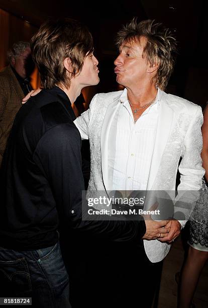 Jesse Wood and Rod Stewart attend the Salon Prive Summer Ball, at the Hurlingham Park on July 3, 2008 in London, England.