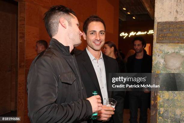 Barry Dale Johnson and Louis Coraggio attend Young Friends of ACRIA Launch Party at Lehmann Maupin Gallery on November 16, 2010 in New York.