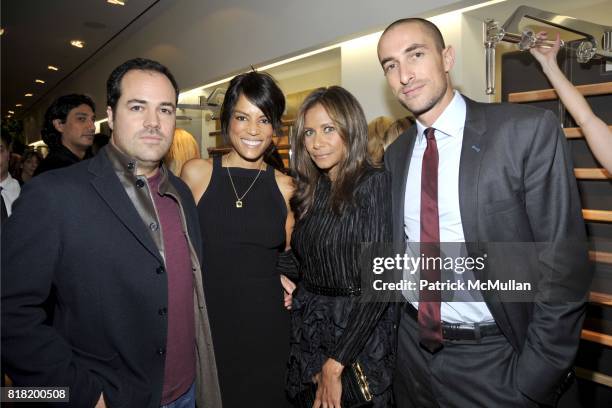 Chris Del Gatto, Veronica Webb, Maryse Thomas and Angelo Peruzzi attend Technogym U.S. Showroom Launch Event at 70 Greene St. On November 16, 2010 in...