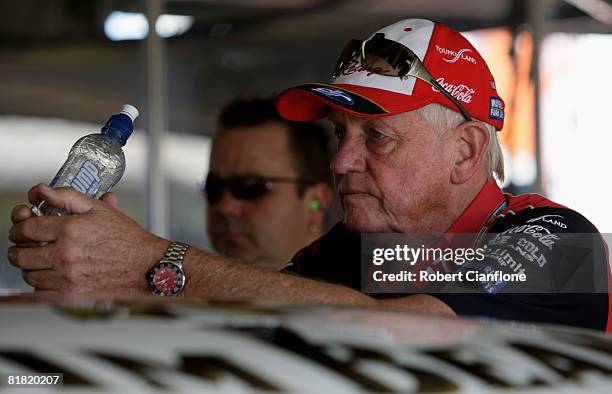 Dick Johnson team manager of Jim Beam Racing looks on during practice for round six of the V8 Supercars Championship Series at Hidden Valley Raceway...