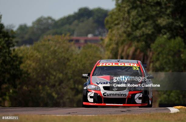Lee Holdsworth of the Valvoline Cummins Race Team drives his Holden during practice for round six of the V8 Supercars Championship Series at Hidden...