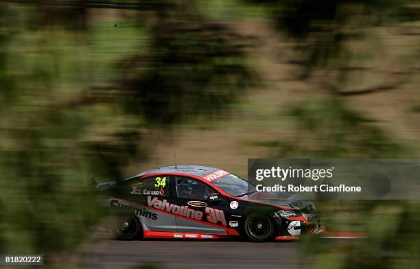 Michael Caruso of the Valvoline Cummins Race Team drives his Holden during practice for round six of the V8 Supercars Championship Series at Hidden...