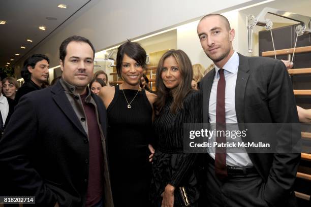 Chris Del Gatto, Veronica Webb, Maryse Thomas and Angelo Peruzzi attend Technogym U.S. Showroom Launch Event at 70 Greene St. On November 16, 2010 in...