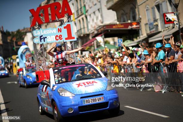 The publicity caravan is seen during stage 16 of the 2017 Le Tour de France, a 165km stage from Le Puy-en-Velay to Romans-sur-Isère on July 18, 2017...