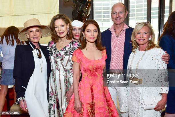 Michele Herbert, Margo Langenberg, Jean Shafiroff, Prince Dimitri of Yugoslavia and Sharon Bush attend Bastille Day Party Hosted by Jean Shafiroff at...