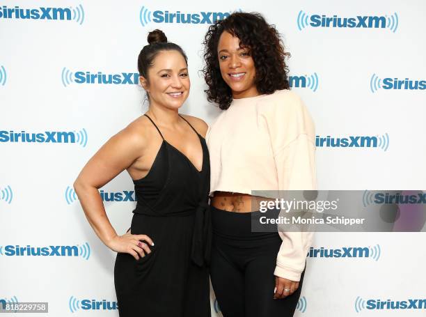 Veronica Portillo and Aneesa Ferreira visit SiriusXM Studios on July 18, 2017 in New York City.