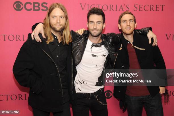 James Valentine, Adam Levine and Jesse Carmichael attend VICTORIA'S SECRET Fashion Show 2010 Arrivals at Lexington Armory on November 10th, 2010 in...