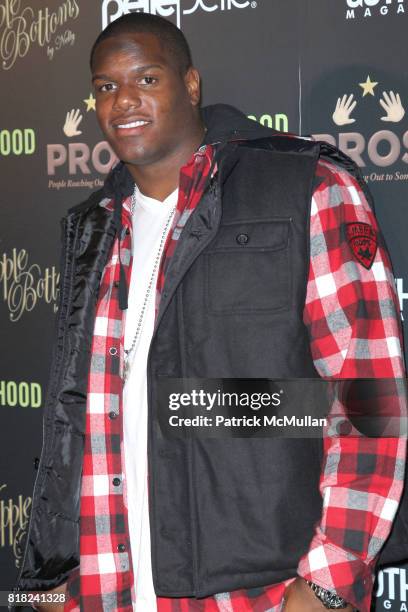 Brickashaw Ferguson attends PROS, ROBIN HOOD and THE NEW YORK JETS Tear Up the PIERRE To Raise Funds for New Yorkers in Need at The Pierre on...