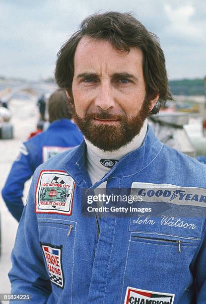 Northern Irish racing driver John Watson, of the Penske-Ford team, circa 1974.