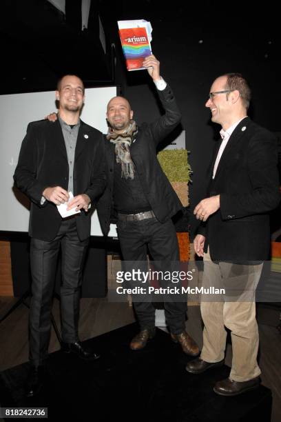 Matthias Hollwich, Juergen Mayer H and Andres Lepik attend Architect Juergen Mayer H & MoMA's Andres Lepik Host "Global Architecture" sponsored by...
