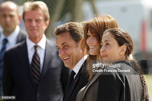 Freed hostage Ingrid Betancourt is greeted by president Nicolas Sarkozy and his wife Carla Bruni-Sarkozy, watched by Foreign Affairs Minister Bernard...