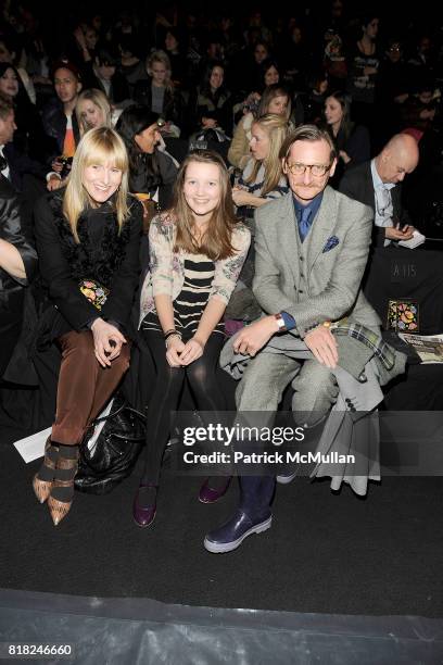 Amy Astley, Ambrosia Hicks and Hamish Bowles attend ANNA SUI Fall 2010 Collection at The Tent on February 17, 2010 in New York City.