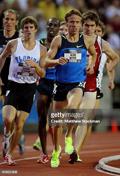 Alan Webb competes in the men's 1,500 meter heats during day five of the U.S. Track and Field Olympic Trials at Hayward Field on July 3, 2008 in...