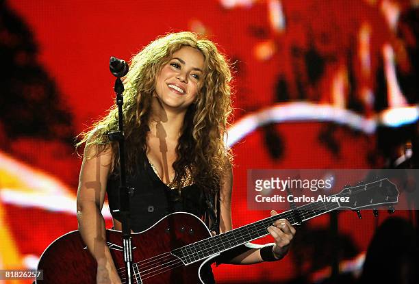 Shakira performs on stage at Rock in Rio Day 3 on July 04, 2008 in Arganda del Rey in Madrid, Spain.