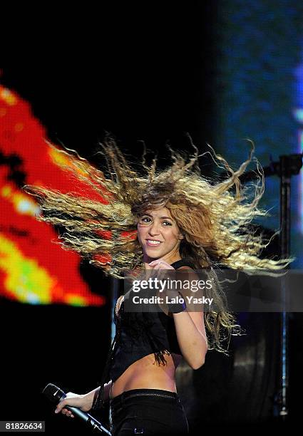 Singer Shakira performs at Rock in Rio Madrid at Ciudad del Rock July 4, 2008 in Arganda del Rey, Madrid, Spain.