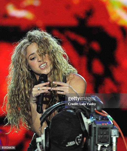 Singer Shakira performs at Rock in Rio Madrid at Ciudad del Rock July 4, 2008 in Arganda del Rey, Madrid, Spain.