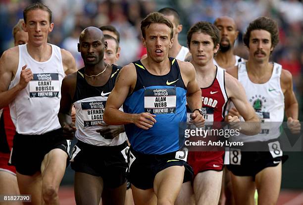 Alan Webb and Bernard Lagat compete in the men's 1,500 meter semi-finals during day six of the U.S. Track and Field Olympic Trials at Hayward Field...
