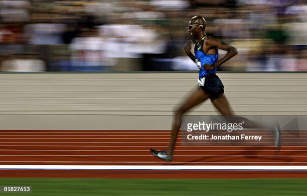 Gold medalist Abdi Abdirahman runs in the men's 10,000 meter final during day six of the U.S. Track and Field Olympic Trials at Hayward Field on July...