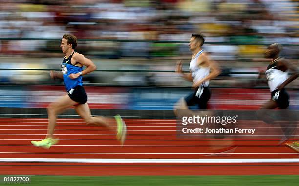 Alan Webb competes in the men's 1,500 meter semi-finals during day six of the U.S. Track and Field Olympic Trials at Hayward Field on July 4, 2008 in...
