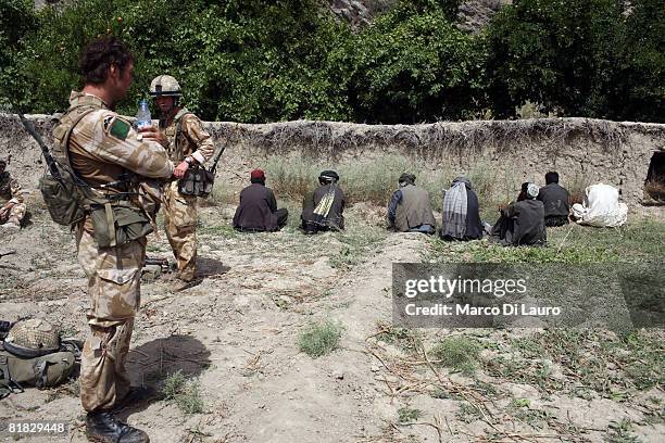 British Paratroopers from the 3rd Battalion, The Parachute Regiment detain suspected Taliban Militants on July 5, 2008 in the village of Segera,...