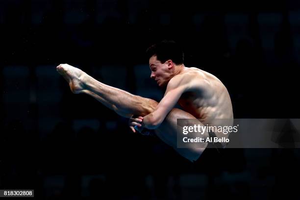 Patrick Hausding of Germany competes during the Mixed Diving Team final on day five of the Budapest 2017 FINA World Championships on July 18, 2017 in...