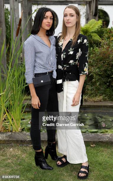 Gabrielle Sanchez and Georgia Howarth attend the J Brand x Bella Freud garden tea party on July 18, 2017 in London, England.