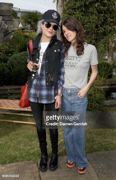 Alison Mosshart and Bella Freud attend the J Brand x Bella Freud garden tea party on July 18, 2017 in London, England.