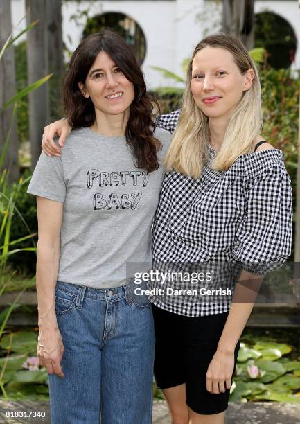 Bella Freud and Frances Costelloe attends the J Brand x Bella Freud garden tea party on July 18, 2017 in London, England.