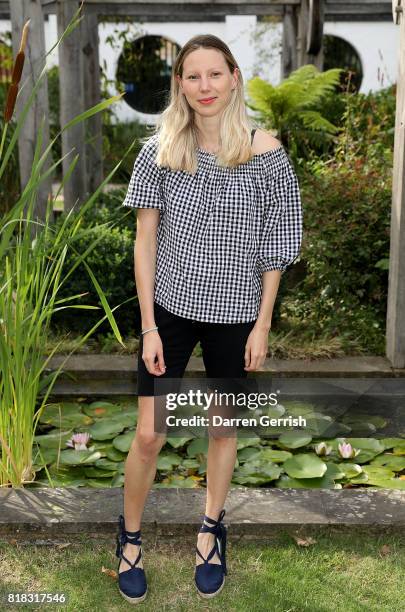 Frances Costelloe attends the J Brand x Bella Freud garden tea party on July 18, 2017 in London, England.