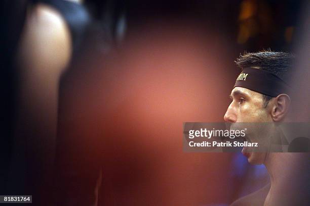 Felix Sturm of Germany looks onn during the WBA middleweight world championship fight against Randy Griffin of United States of America at the Gerry...