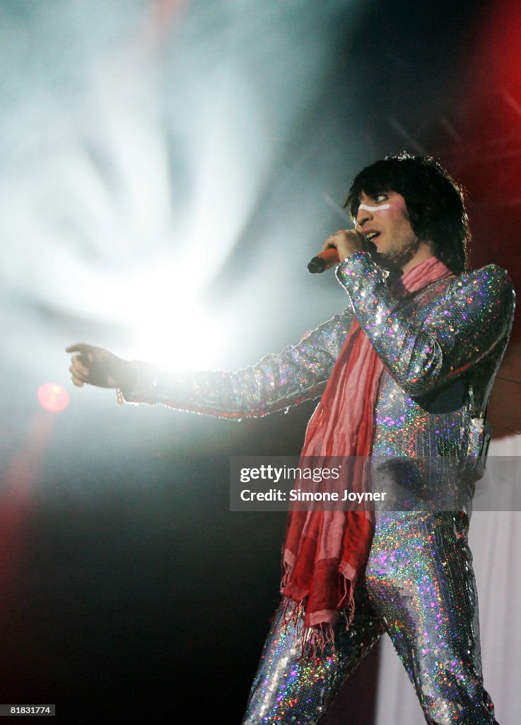Ray Fielding Noel Fielding performs live on stage during The Mighty Boosh Festival ...