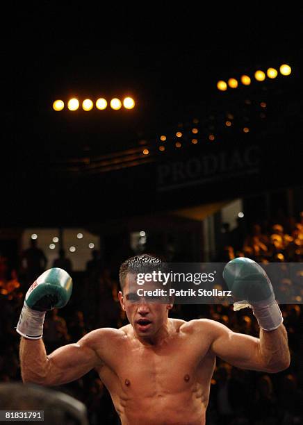 Felix Sturm of Germany celebrates after the WBA middleweight world championship fight against Randy Griffin of United States of America at the Gerry...