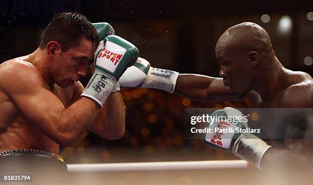 Felix Sturm of Germany in action during the WBA middleweight world championship fight against Randy Griffin of United States of America at the Gerry...