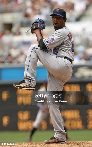 Pitcher Pedro Martinez of the New York Mets throws a pitch against the San Diego Padres at Petco Park June 8, 2008 in San Diego, California. The...