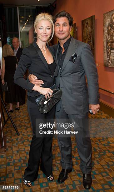 Tamara Beckwith and Georgio Veroni attend the Sacha Newley 'Blessed Curse' exhibition private view at The Arts Club on July 2, 2008 in London,...